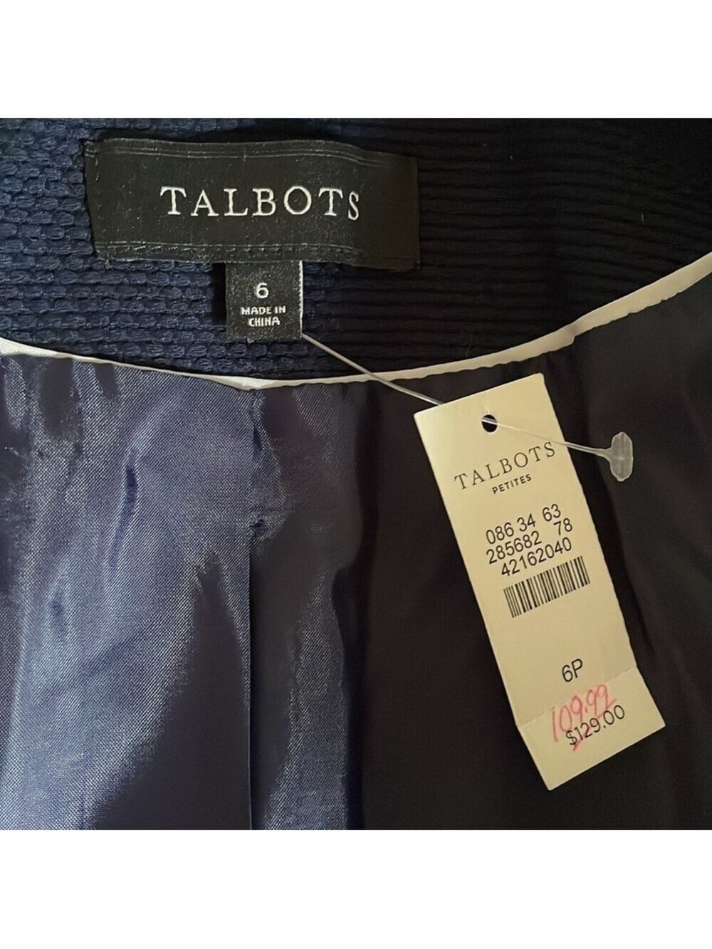 Talbots Blue White Trim Blazer Size 6 Petite - Picture 10 of 16